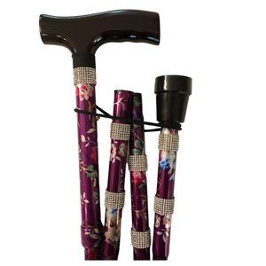 Purple Floral Diamond Bling Walking Cane